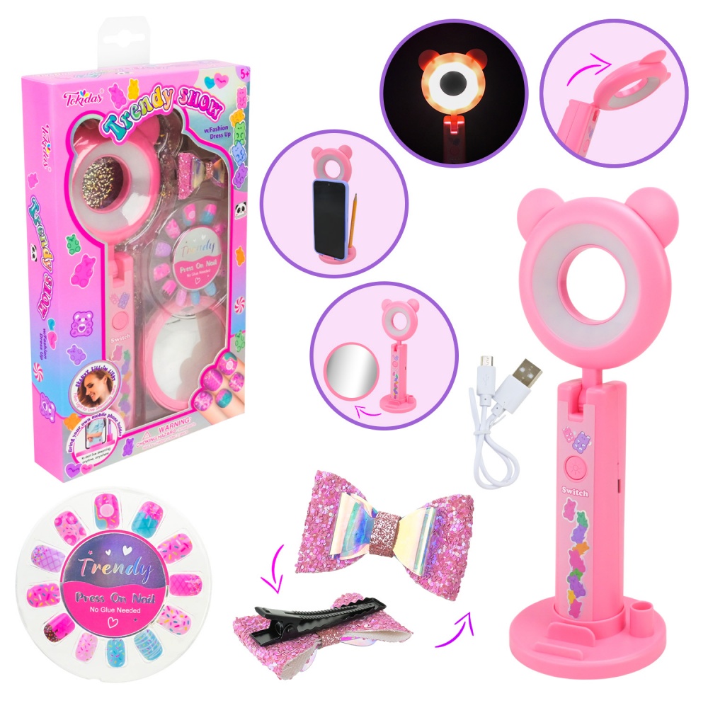 Набір аксесуарів Shantou лампа для селфі з USB-кабелем, наліпки на нігті, дзеркало, аксесуари T257S