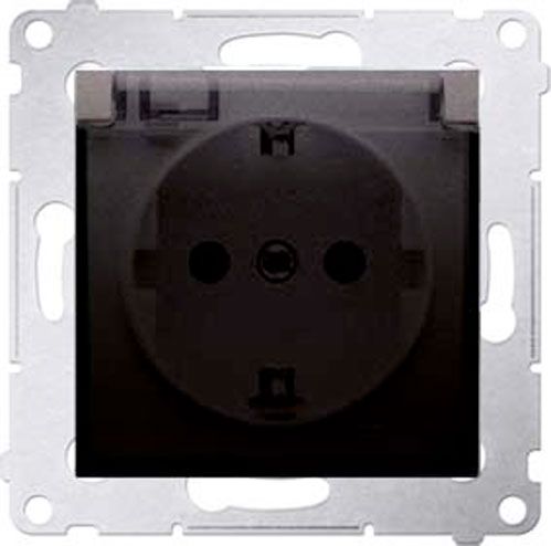 Розетка із заземленням Simon 54 з кришкою графіт DGSZ1BZ.01/48A