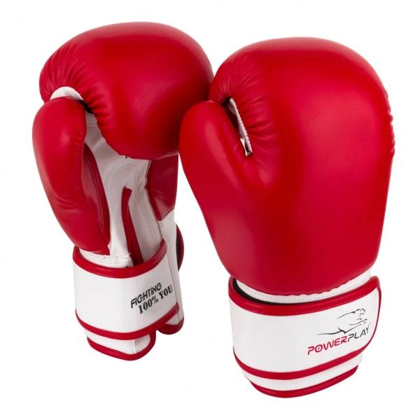 Боксерські рукавиці PowerPlay р. 6 6oz 3004JR_6oz білий із червоним