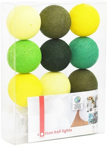 Электрогирлянда Котоновые шарики yellow green светодиодная (LED) 10 ламп