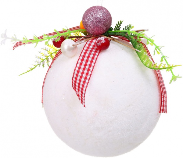 Шар новогодний с декором HF20H0212 d 120 мм белый