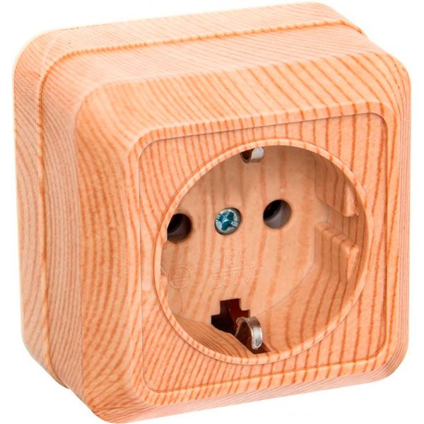 Розетка із заземленням UP! (Underprice) без шторок сосна BD-SCP.MZ20G1WG-Pine