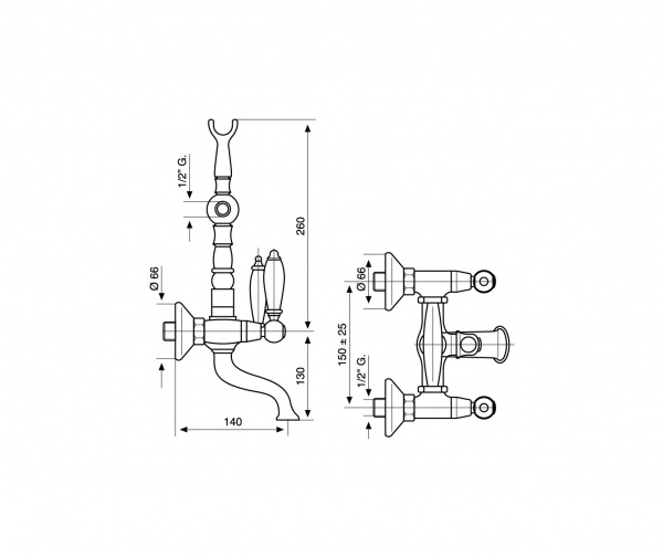 Душевой гарнитур Emmevi Rubinetterie ДЕКО КЕРАМИКА (выс.) CR12161