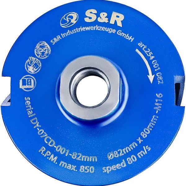 Коронка алмазна S&R 82 мм для залізобетону, бетону, цегли 254001082