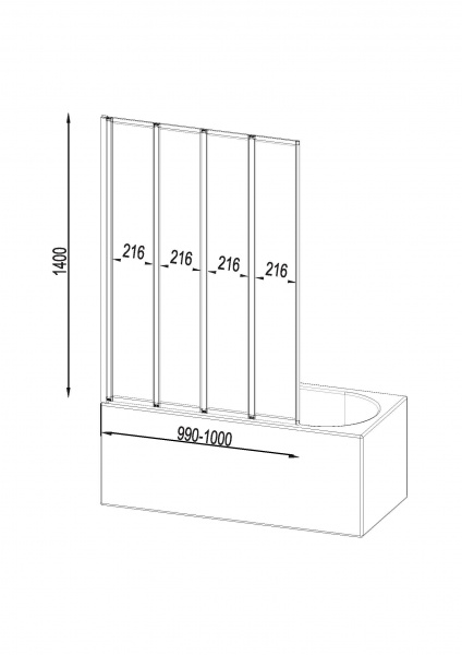 Шторка для ванны AM.PM 100х140 см WU80BS-100-140CT Like