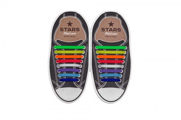 Шнурки силиконовые AntiLaces Stars 38-68 мм 16 шт. разноцветный