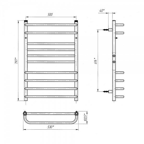 Полотенцесушитель Evro-Termo Либерти Премиум П10 500 х 800