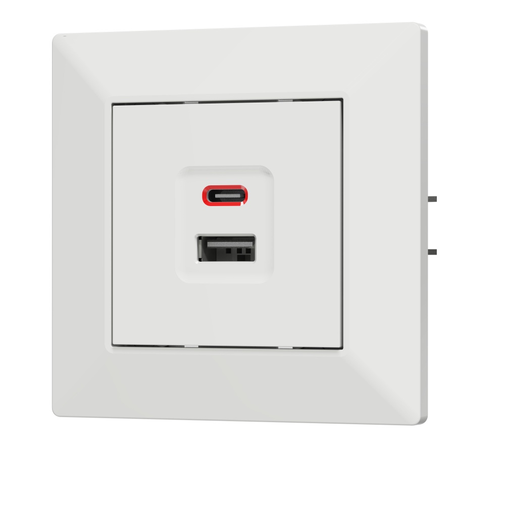 Механізм розетки USB + Type C HausMark Alta білий