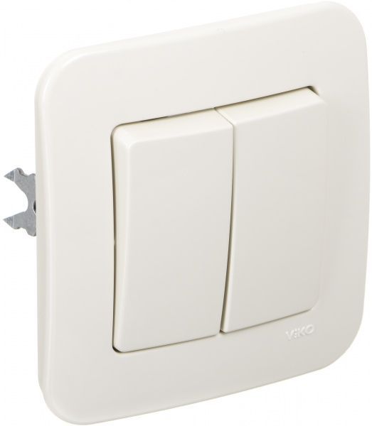 Вимикач двоклавішний Viko Rollina без підсвітки 10 А 250В кремовий 90421002