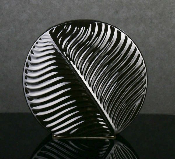Ваза керамическая черная Флора Пальмовый лист 2905-29 Eterna