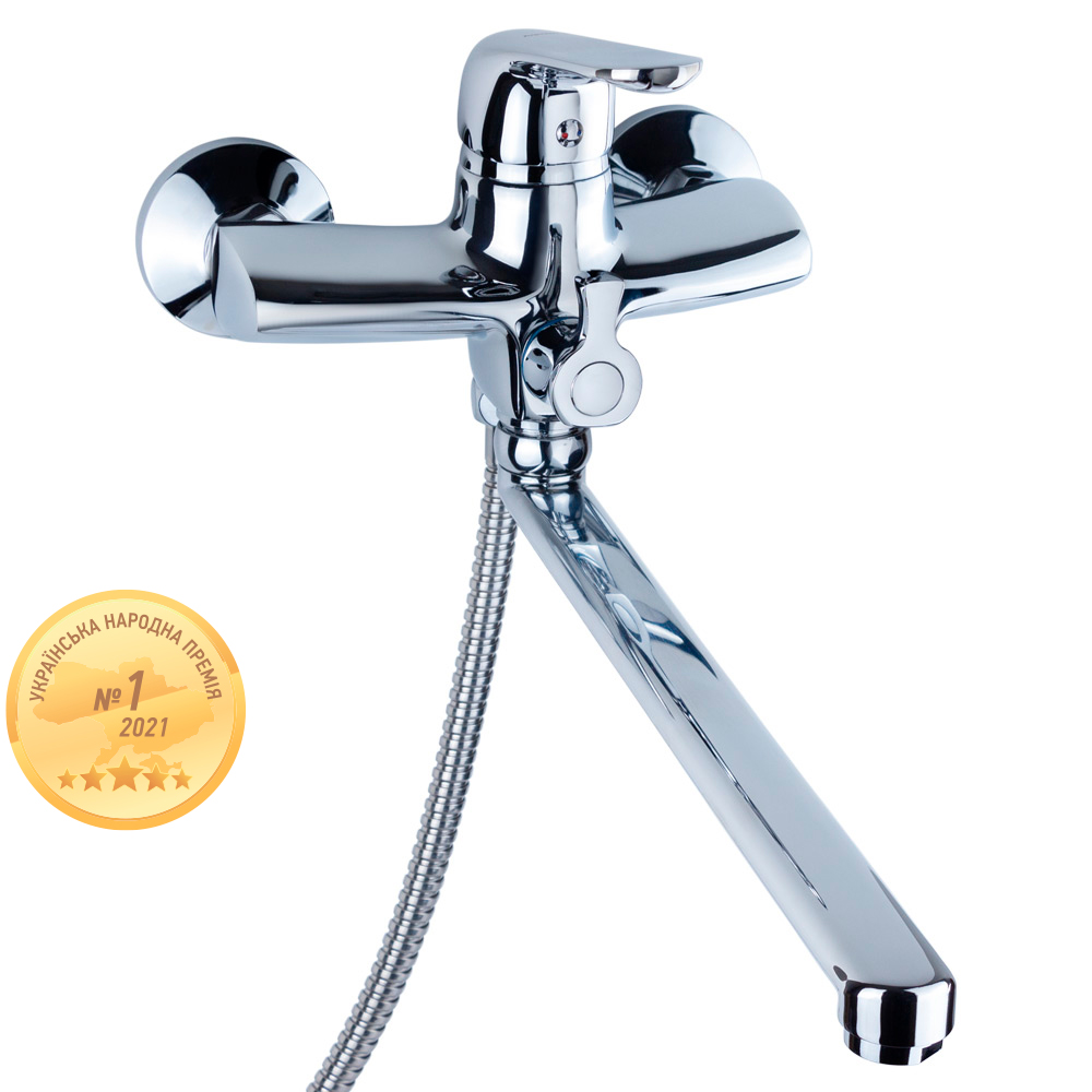 Смеситель Aquatica NM Ø 40 для ванны гусак прямой 350мм дивертор встроенный картриджный (NM-2C234C)