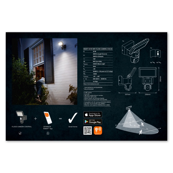 Светильник светодиодный Ledvance прожектор с камерой видеонаблюдения и спикером Wifi Flood Camera 