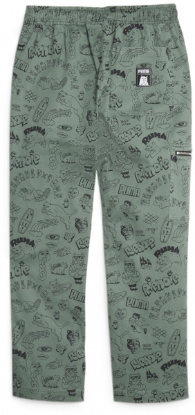 Брюки Puma PUMA X RIPNDIP AOP TWILL PANTS 62220044 р. M зеленый