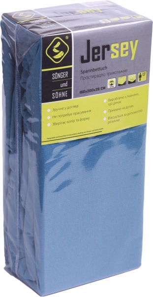 Простынь трикотажная 160x200 см синий Songer und Sohne 