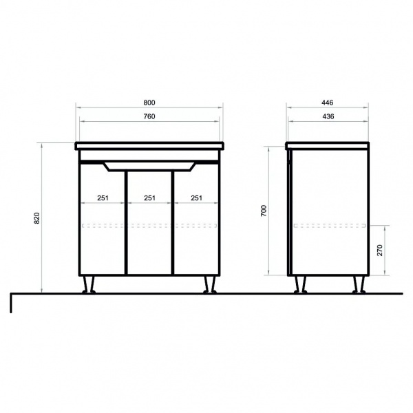 Тумба на ножках Aquarius Lion белый с умывальником Комо 80