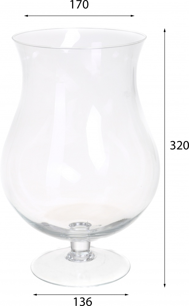 Ваза Цветок d21,5 31 см прозрачная 20161.1