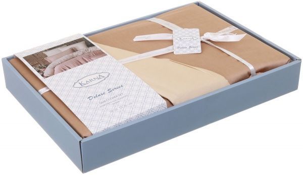 Комплект постельного белья Loft 1,5 кофейно-бежевый Karna 