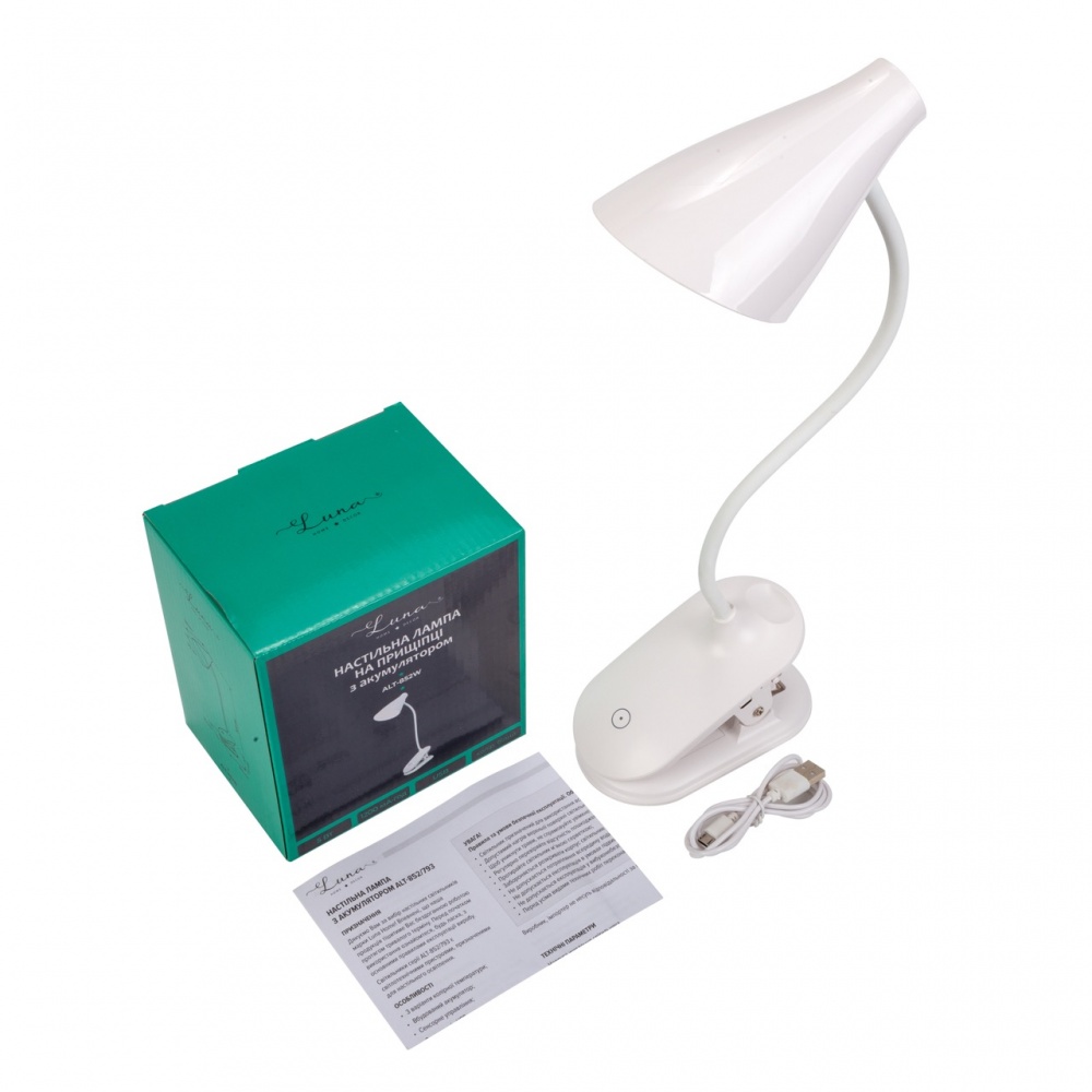 Настільна лампа акумуляторна Luna Home 5 Вт без цоколя білий ALT-852W