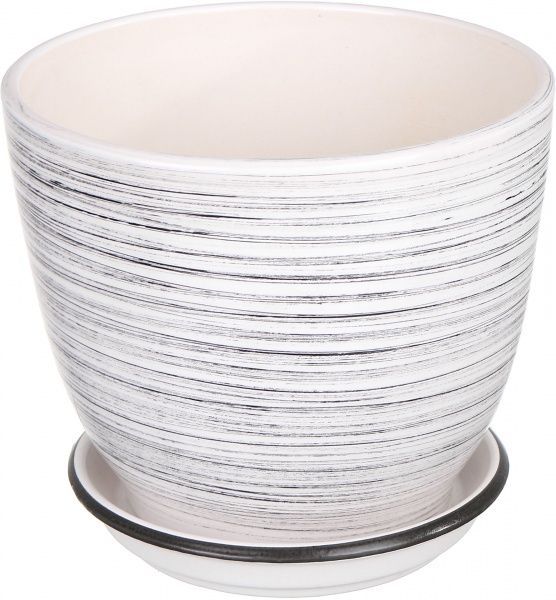 Горщик Оріана-Запоріжкераміка Кедр №2 круглий 2,2л біло-чорний (019-2-137) 