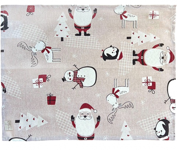 Серветка декоративна Прованс Новорічна 35x45 см бежево-червоний 