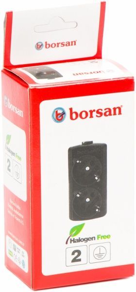Колодка Borsan с заземлением 2 гн. черный BR.1572-0