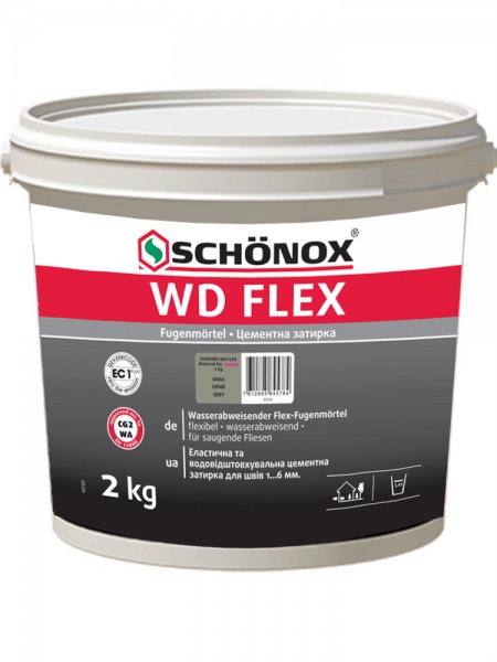Фуга Sika Цементная Эластическая SCHONOX WD FLEX (1-6ММ) 2кг пакет серебристо-серый 