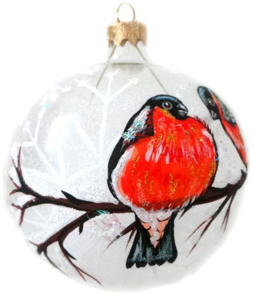 Куля скляна Пташки d100 К-320-100 білий