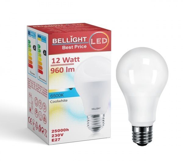 Лампа світлодіодна Bellight 12 Вт A60 матова E27 220 В 6500 К 