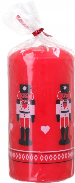 Свічка рустикальна циліндр 78x140 Солдат червона Pako-If