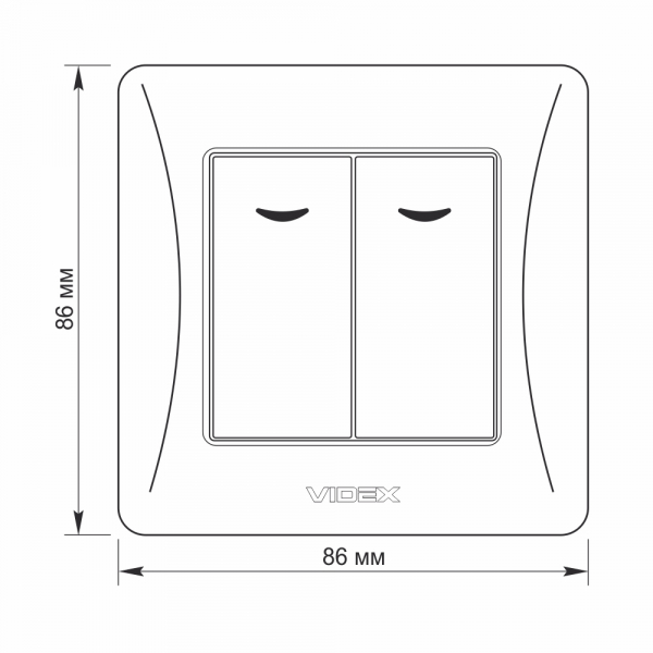 Выключатель двухклавишный Videx Binera с подсветкой белый VF-BNSW2L-W