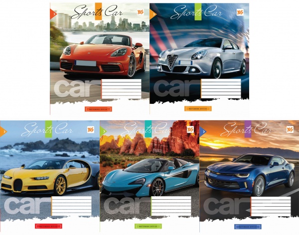Комплект тетрадей Sport car 12 листов в клетку 25 шт. YES