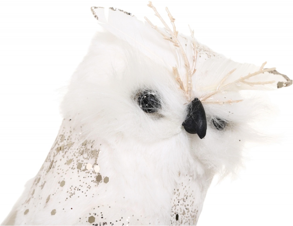 Декорация новогодняя Сова бело-бронзовый 19 см