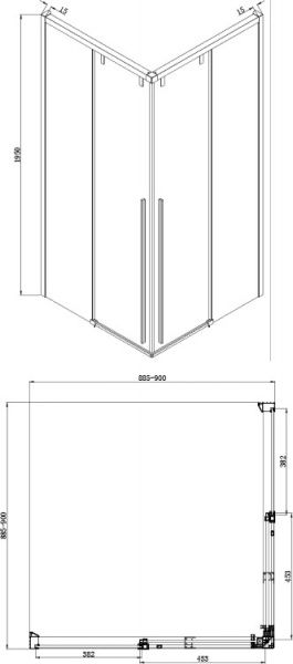 Душевая кабина Bravat Slim Line S/C 900х90х195 (Nni1142)