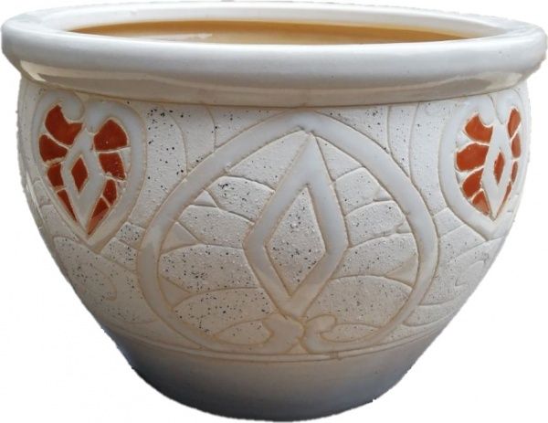 Горщик керамічний з піддоном (1409ср) круглий 6 л білий 