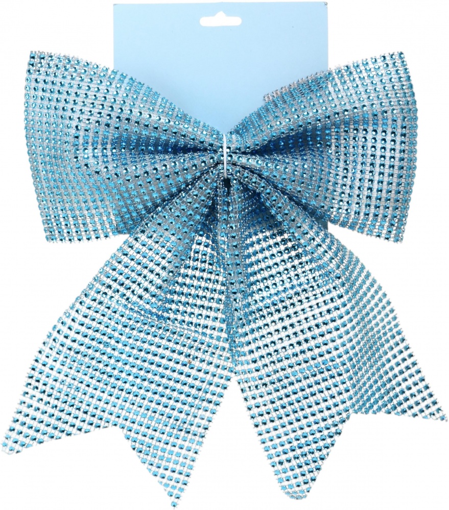 Декорація новорічна бант зі стразами 22x28 см колір в асортименті