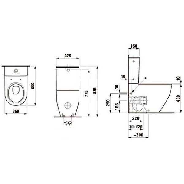 Унитаз-компакт Laufen Pro New 6195.2 с сиденьем Soft Close комбипак
