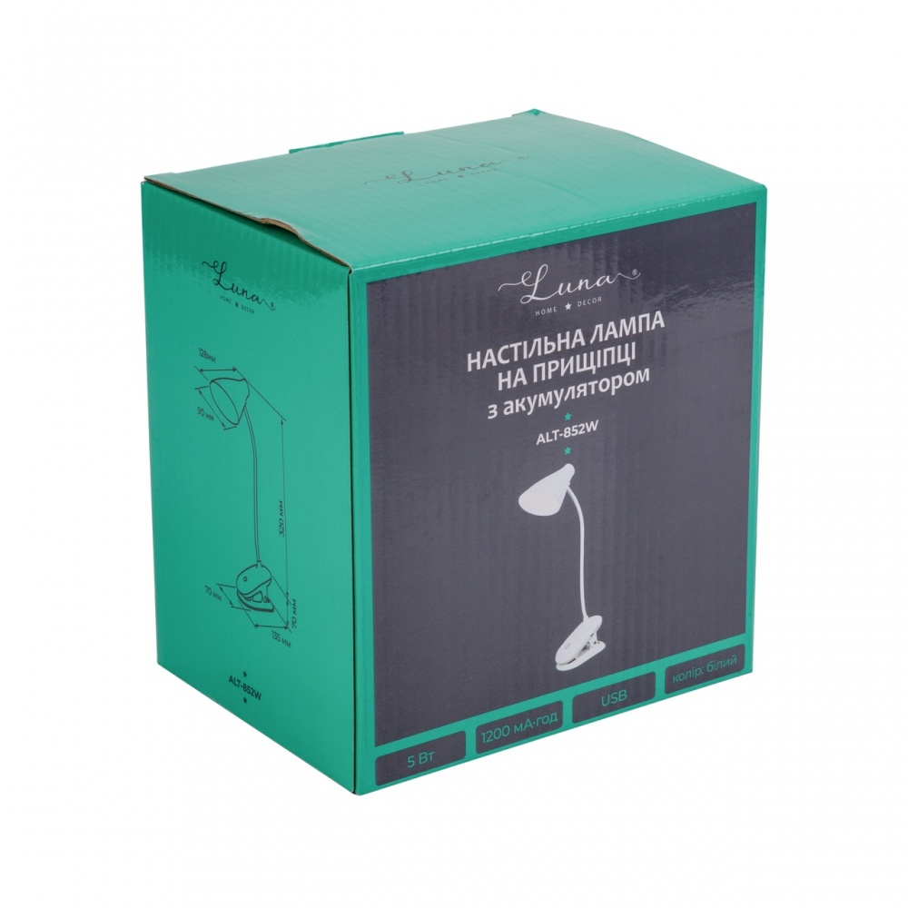 Настільна лампа акумуляторна Luna Home 5 Вт без цоколя білий ALT-852W