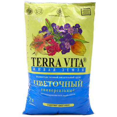 Грунт Terra Vita Живая земля цветочная 5 л