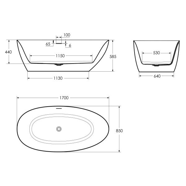 Ванна акрилова Imprese IT528 170x85 Bilina (О)