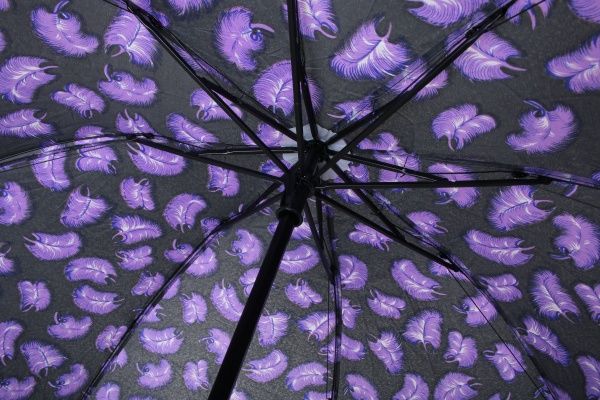 Зонт Перья, складной, полуавтомат фиолетовый 