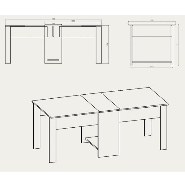 Стіл-книжка 1 76x73.6x33.2 см венге