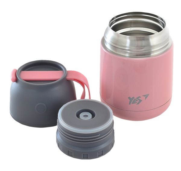 Термос для їжі 450 мл YES рожевий 706713