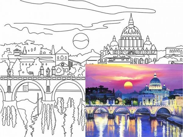 Полотно на картоні з контуром Пейзаж №23 Rosa Start 