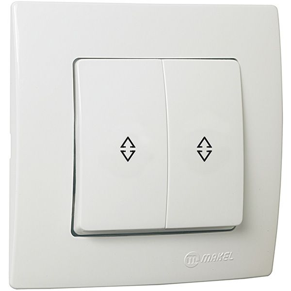 Выключатель проходной двухклавишный Makel Lillium Natural без подсветки 10 А 250В белый 55026