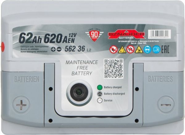 Акумулятор автомобільний SZNAJDER Silver Premium 6СТ- 62Aз 62А 12 B «+» ліворуч