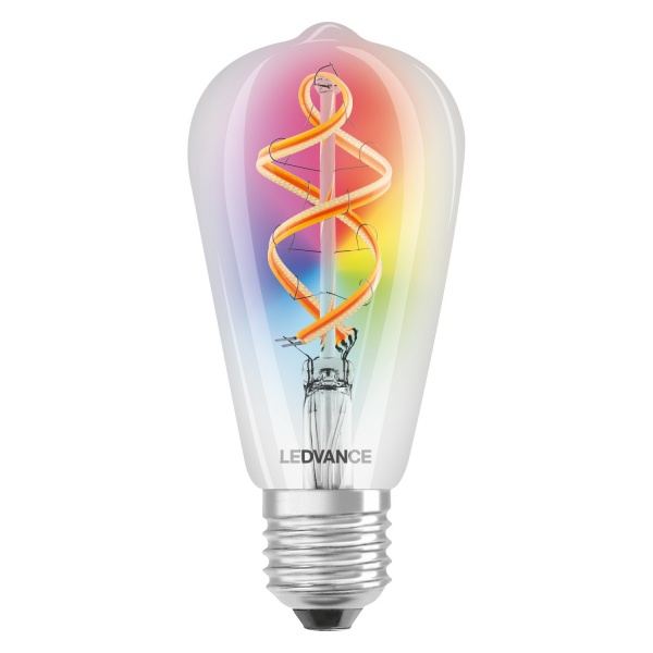 Розумна лампа Ledvance Vintage зміна кольорів ST64 4,5 Вт E27 2700 К 220 В прозора Smart ST64 RGB FIL 