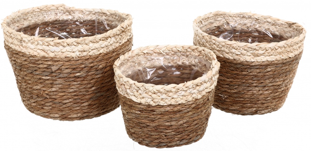 Кашпо ПВХ флористическое 22x17 см FWP23-1-2 круглый коричневый с бежевым