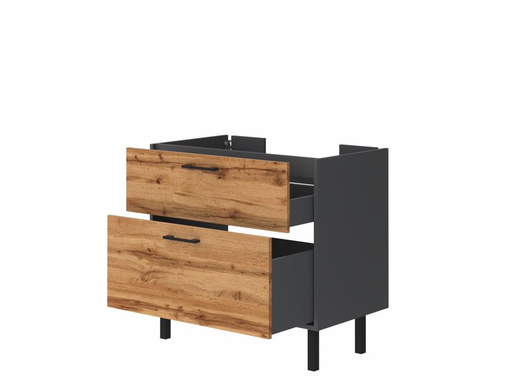 Тумба ЮВЕНТА Afina 80 см антрацит + Дуб Вотан под столешницу или умывальник Piedra 80