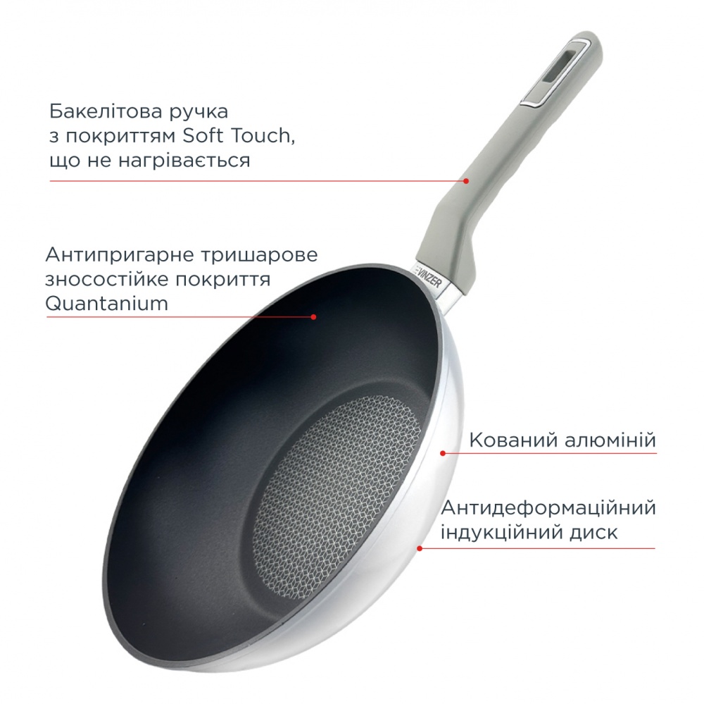 Сковорода wok Vinzer Platinum Induction Line 50465