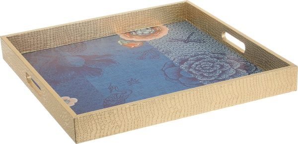 Таця Золото з блакитним 37х37х4,5 см